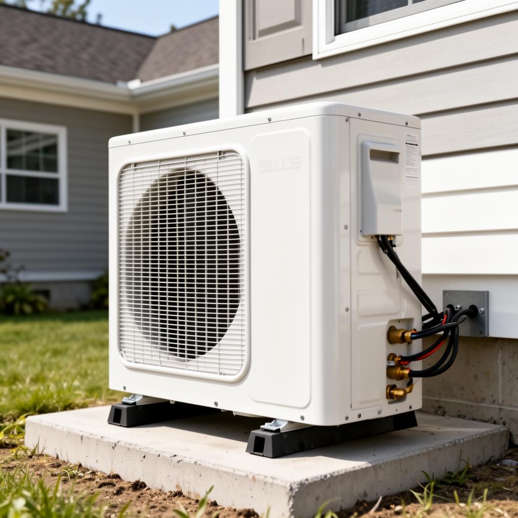 New air conditioning unit installed outside a home