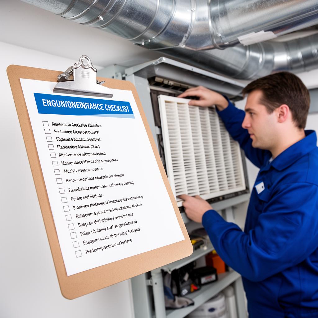 HVAC technician performing preventive maintenance